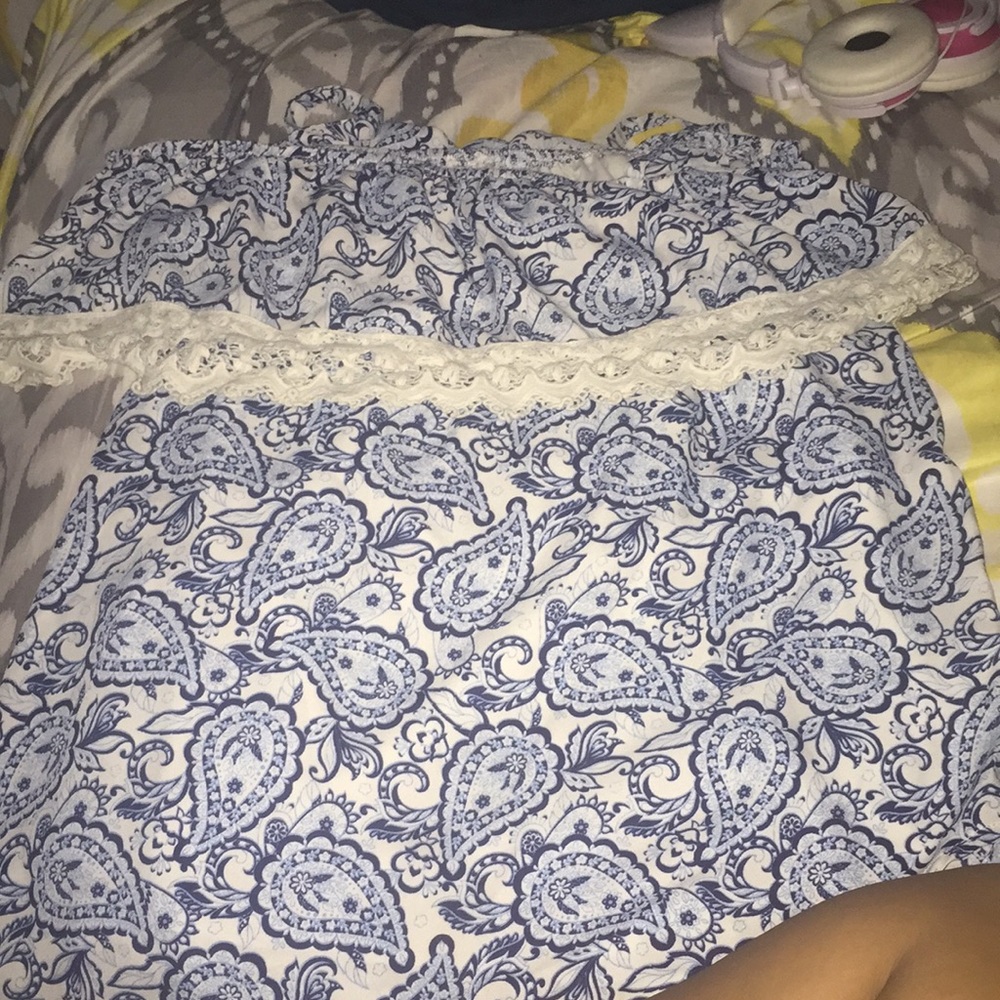Blue & white off the shoulder
